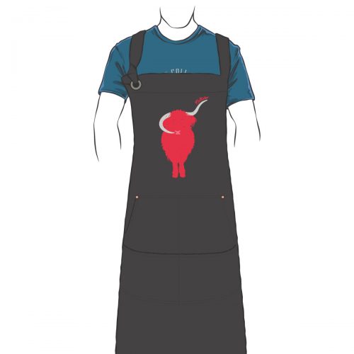 Charcoal canvas Highland Cow apron